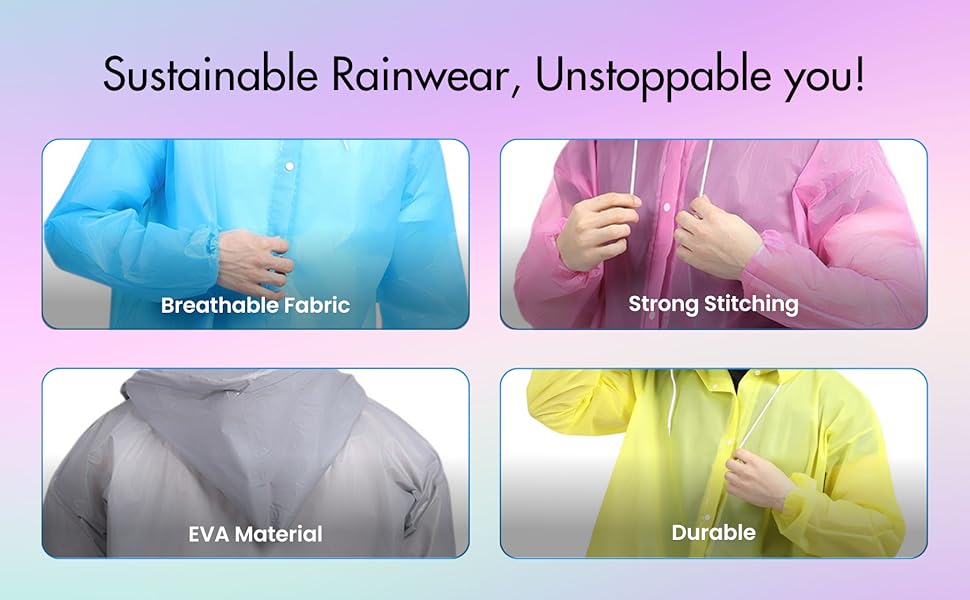 Raincoat for Men & Women, Lightweight Waterproof Coat with Hood